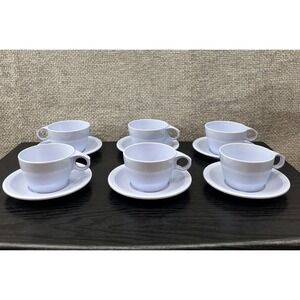 Vintage Texas Ware Melamine Cup‎ Saucer Set 12pc Lavender Periwinkle Blue